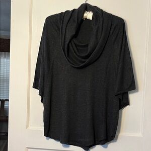 Black Heather Grey cashmere blend Cowl Neck Poncho size small lightweight